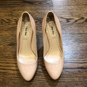 Miu Miu Blush Patent Leather Pointed-Toe Pumps